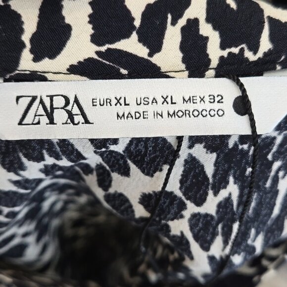 Zara Animal Print Long Sleeve Lightweight Black and White Women's Top Size XL - Picture 11 of 15